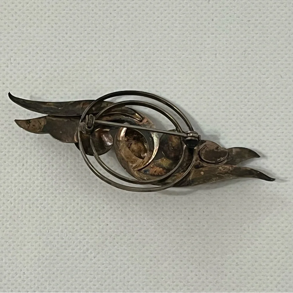 Vintage Sterling Silver Art Deco Modernist Brooch Art Nouveau